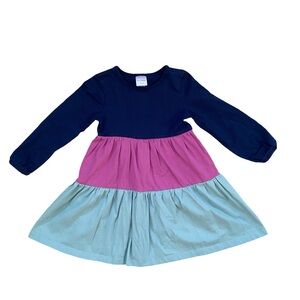 Hanna Andersson Colorblock Twirl Dress - Blue and Pink - Size 4T